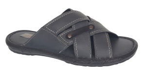 Papuci barbati din piele naturala de culoare Gri inchis - GKR74GRI