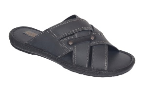 Papuci barbati din piele naturala de culoare Gri inchis - GKR74GRI - Img 2