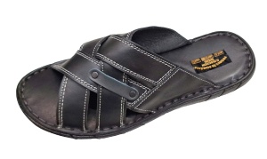 Papuci barbati din piele naturala de culoare neagra - GKR74N - Img 6
