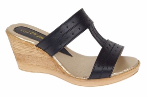 Papuci dama din piele naturala cu platforme de 7cm Negru PAP300NBOX - Img 3