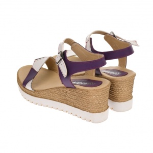 Sandale dama, casual, alb si mov ,din piele naturala, cu platforma de 7 cm - S103AMOV - Img 6