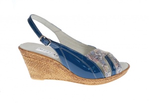Sandale dama de vara cu platforme de 7 cm, din piele naturala lacuita, bleumarin, S50LACBLM - Img 2