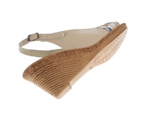 Sandale dama de vara cu platforme de 7 cm, din piele naturala lacuita, bej, S50LACBEJ - Img 6