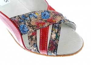 Sandale dama de vara cu platforme de 7 cm, din piele naturala lacuita, rosie, S50LACROSU - Img 5