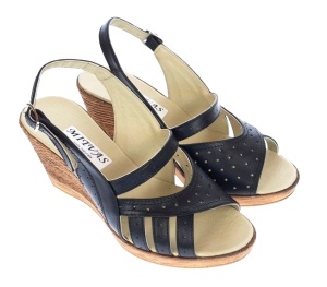 Sandale dama de vara cu platforme de 7 cm, din piele naturala, neagra, S64NBOX - Img 3