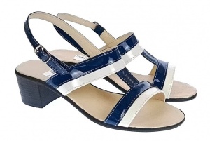 Sandale dama din piele naturala, alb bleumarin lac - S7ABL - Img 5
