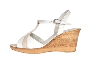Sandale dama din piele naturala Alb cu Bej si platforme de 7cm S61AB - Img 9