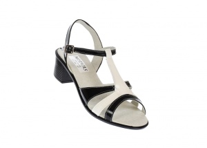 Sandale dama din piele naturala box, negru lac, alb, S8NALAC - Img 2