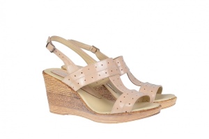 Sandale dama din piele naturala cu platforma de 8 cm S300LACBEJ - Img 3