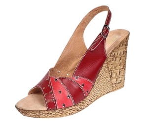 Sandale dama din piele naturala cu platforme de 10cm Rosu BVS47XR - Img 5