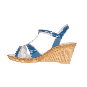 Sandale dama, din piele naturala cu platforme de 7.5cm, Albastru Indigo, S47LBL - Img 5
