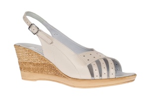 Sandale dama din piele naturala cu platforme de 7 cm Bej S66BEJ - Img 4