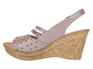 Sandale dama din piele naturala cu platforme de 8.5 cm Nude Floral BVS46XFN - Img 4
