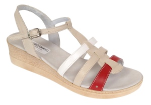 Sandale dama din piele naturala de 5 cm Bej Rosu Alb - S12RBA - Img 5