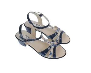 Sandale dama din piele naturala lacuita, bleumarin, S81LBL - Img 3
