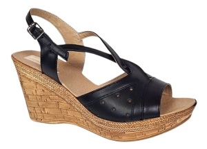 Sandale dama negre din piele naturala cu platforme de 8cm BVS45N - Img 5