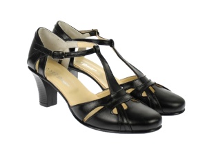 Sandale dama, negre, din piele naturala cu toc de 7cm - S48BOXN