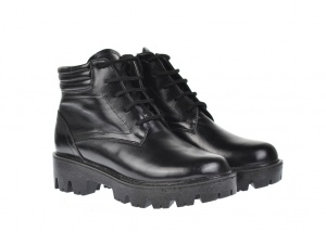 Bocanci dama scurti din piele naturala de culoare neagra Kamely - Img 3