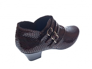 Botine dama din piele naturala Croco, Barete, Catarame argintii, Toc de 5 cm, GRENA - MVS63CTCRGR - Img 7
