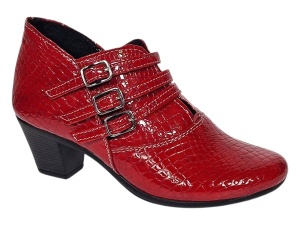Botine dama rosii din piele naturala Croco cu toc de 6 cm BVS63CRR - Img 8