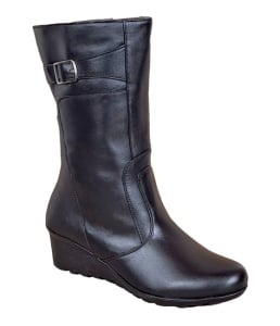 Cizme dama din piele naturala, cu fermoar, negru, Imblanite, Marimi 36 la 41 MVS30CZM