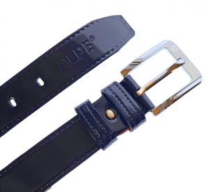 Curea barbati, casual, din piele naturala, Bleumarin Lacuit 3.5cm - CK29LBL - Img 3