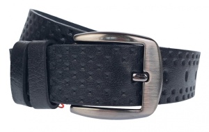 Curea barbati, casual, pentru jeans, din piele naturala, negru 4.5cm - CLK118N - Img 3