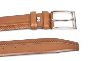 Curea barbati eleganta din piele naturala maro 3.5cm - DR241MD - Img 4
