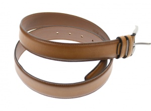 Curea barbati eleganta, din piele naturala, maro brun 3.5 cm - DR002BRUN - Img 3