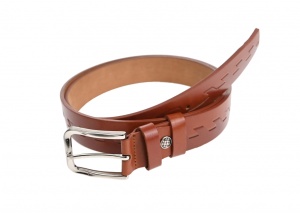 Curea barbati eleganta, mata, maro, din piele naturala 3.5 cm CLK3506M - Img 3