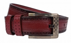 Curea barbati, eleganta, pentru costum, din piele naturala, Grena, 3.8cm - CK67VIS