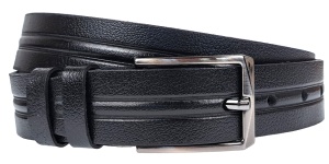 Curea barbati, eleganta, pentru costum, din piele naturala, Negru, 3.5cm - CK49N