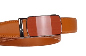 Curea barbati eleganta pentru costum piele naturala, Portocaliu, 3.5cm TK12PRT - Img 2