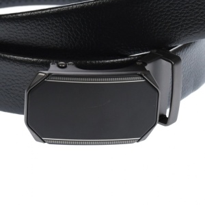 Curea din piele pentru barbati, catarama metalica fara ac, latime 3.5 cm, lungime reglabila, negru - LS232NNS - Img 2