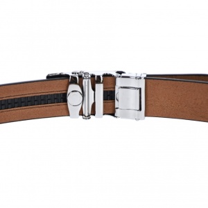 Curea din piele pentru barbati, catarama metalica fara ac, latime 3.5 cm, lungime reglabila, negru - LS252NSBEJ - Img 2