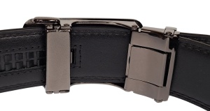 Curea eleganta barbati pentru costum, piele naturala de culoare neagra 3.5cm TK12NBOX - Img 6
