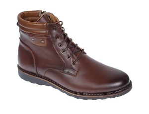 Ghete barbati casual din piele naturala cu siret si fermoar (imblanite) Corsa Maro GKR95M - Img 3