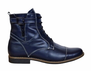 Ghete barbati casual din piele naturala imblanite Bleumarin - GBOND2BL