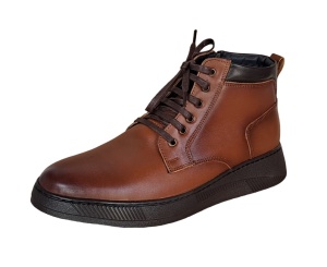 Ghete barbati Casual, din piele naturala imblanite, cu fermoar, Maro PH350MBOX - Img 2