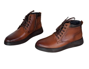 Ghete barbati Casual, din piele naturala imblanite, cu fermoar, Maro PH350MBOX - Img 12