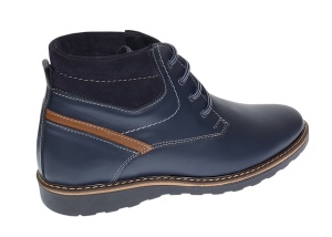 Ghete barbati casual din piele naturala imblanite model iarna Bleu GSCORSABLU - Img 2