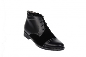 Ghete barbati casual din piele naturala, imblanite, negru combinat, BOND1NN
