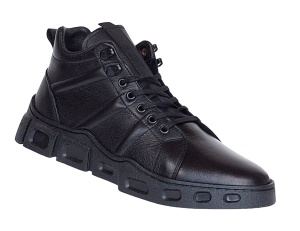 Ghete barbati casual din piele naturala (imblanite) Negru VIK851N - Img 2