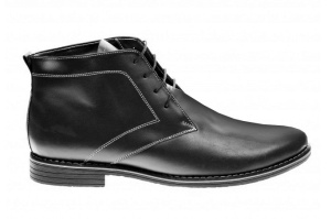 Ghete barbati casual, elegante din piele naturala imblanite, negru - BONDN - Img 3