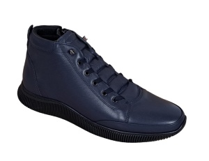 Ghete barbati din piele naturala cu fermoar, bleumarin model imblanit casual sport - Img 7