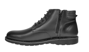 Ghete barbati din piele naturala cu siret si fermoar (imblanite) Corsa Negru GKR3XN - Img 7