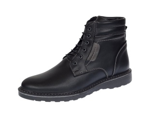 Ghete barbati din piele naturala cu siret si fermoar (imblanite) Corsa Negru GKR7XN - Img 5