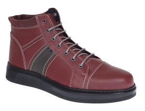 Ghete barbati din piele naturala imblanite Bordo, GKR40VIS - Img 1