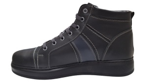 Ghete barbati din piele naturala imblanite Negru GKR40N - Img 4