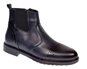 Ghete casual barbati din piele naturala (imblanite), Bleumarin, GKR28BLUE - Img 1